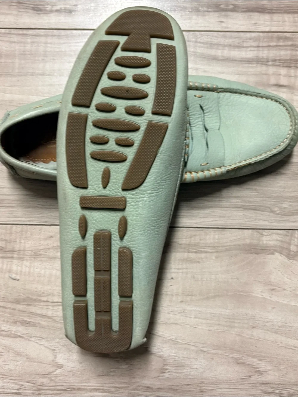 Bass Mint Green Leather Penny Driving Loafers - Women's Slip-On
