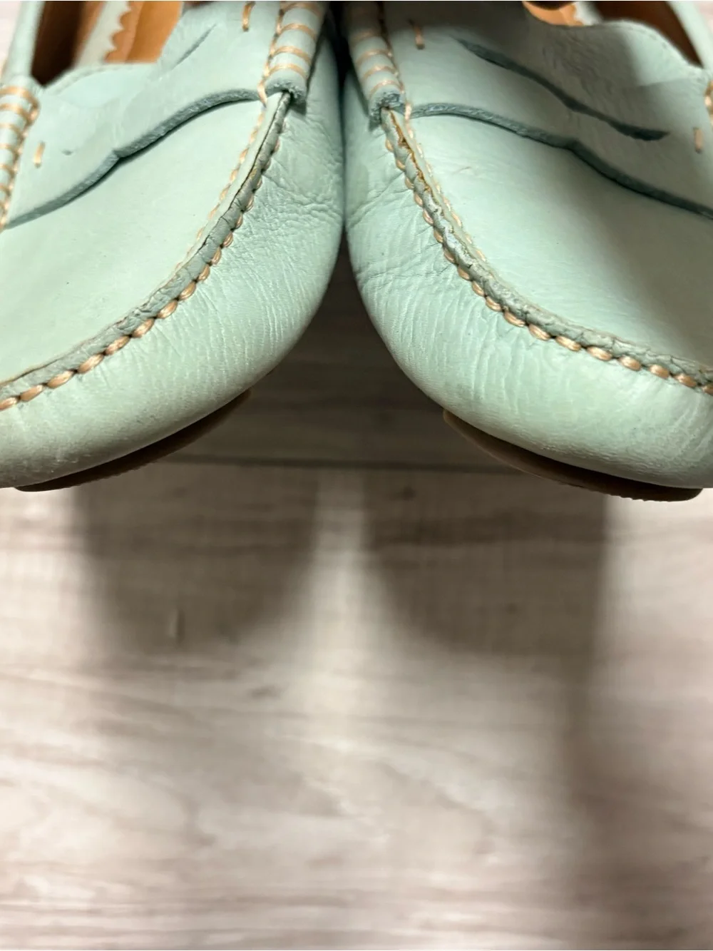 Bass Mint Green Leather Penny Driving Loafers - Women's Slip-On