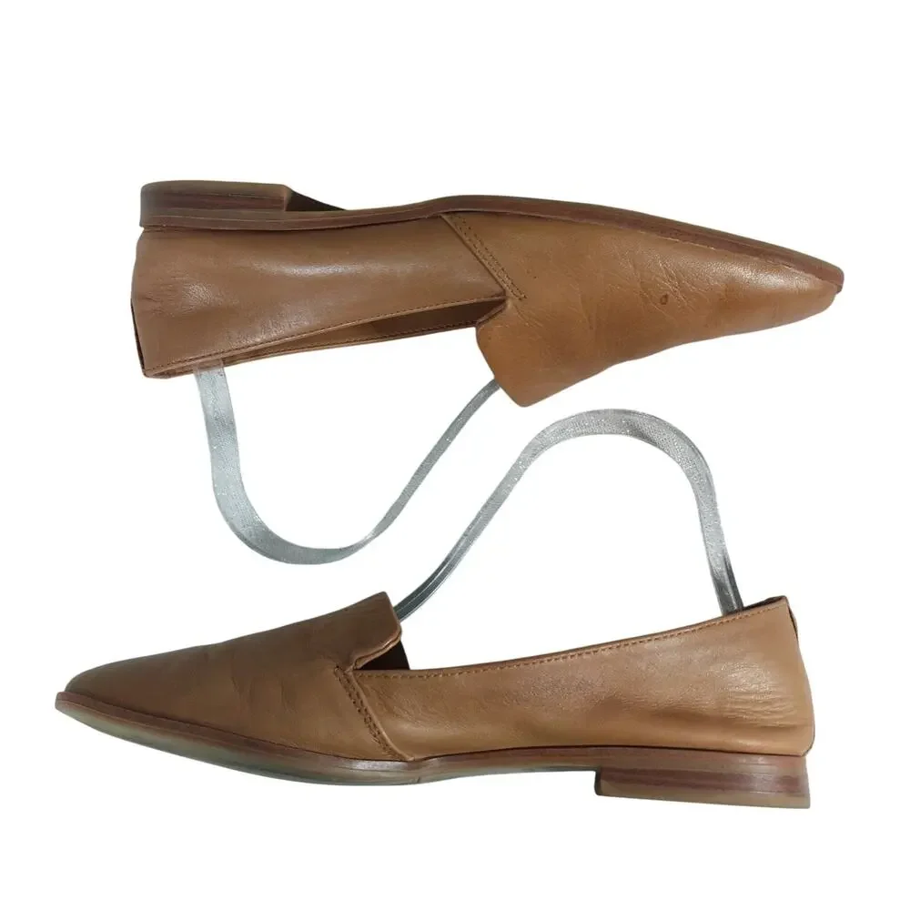 ALDO! PECAN BROWN GENUINE LEATHER NIPPED TOE, FLEX SOLE, PADDED FLATS! SZ 8.5M