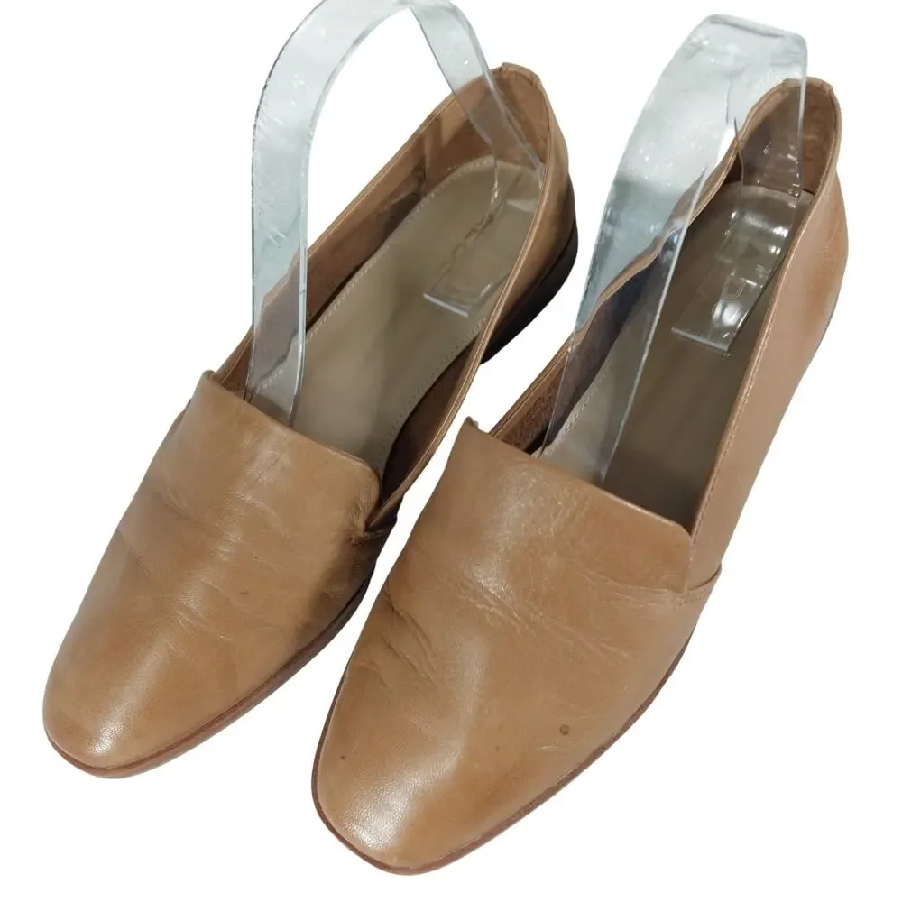 ALDO! PECAN BROWN GENUINE LEATHER NIPPED TOE, FLEX SOLE, PADDED FLATS! SZ 8.5M
