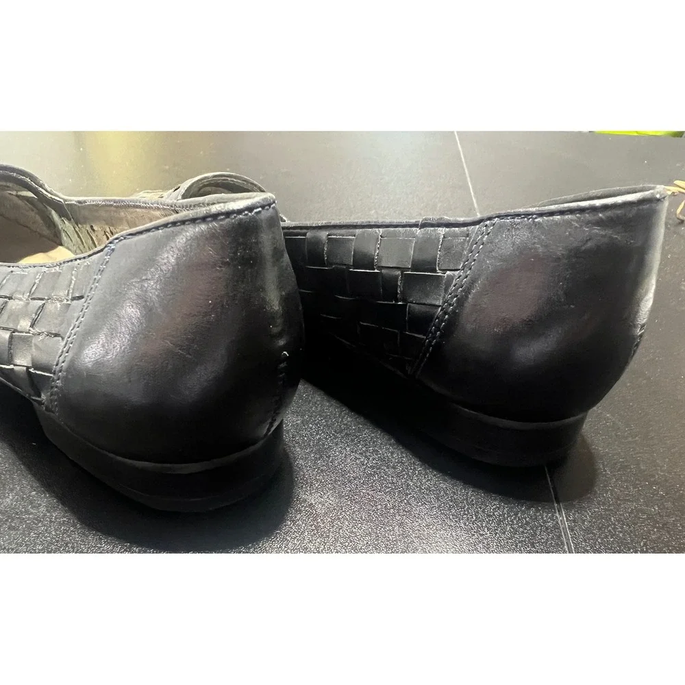 Bernardo Tingle Black Woven Leather Loafers Almond Toe Flats Made in Brazil 7.5M