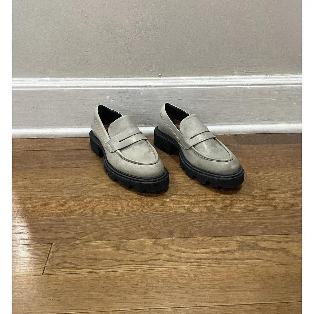 Miz Mooz Platform Lug Sole Loafers Taupe Leather Size EU37/U.S. 6.5-7 Grunge Y2K