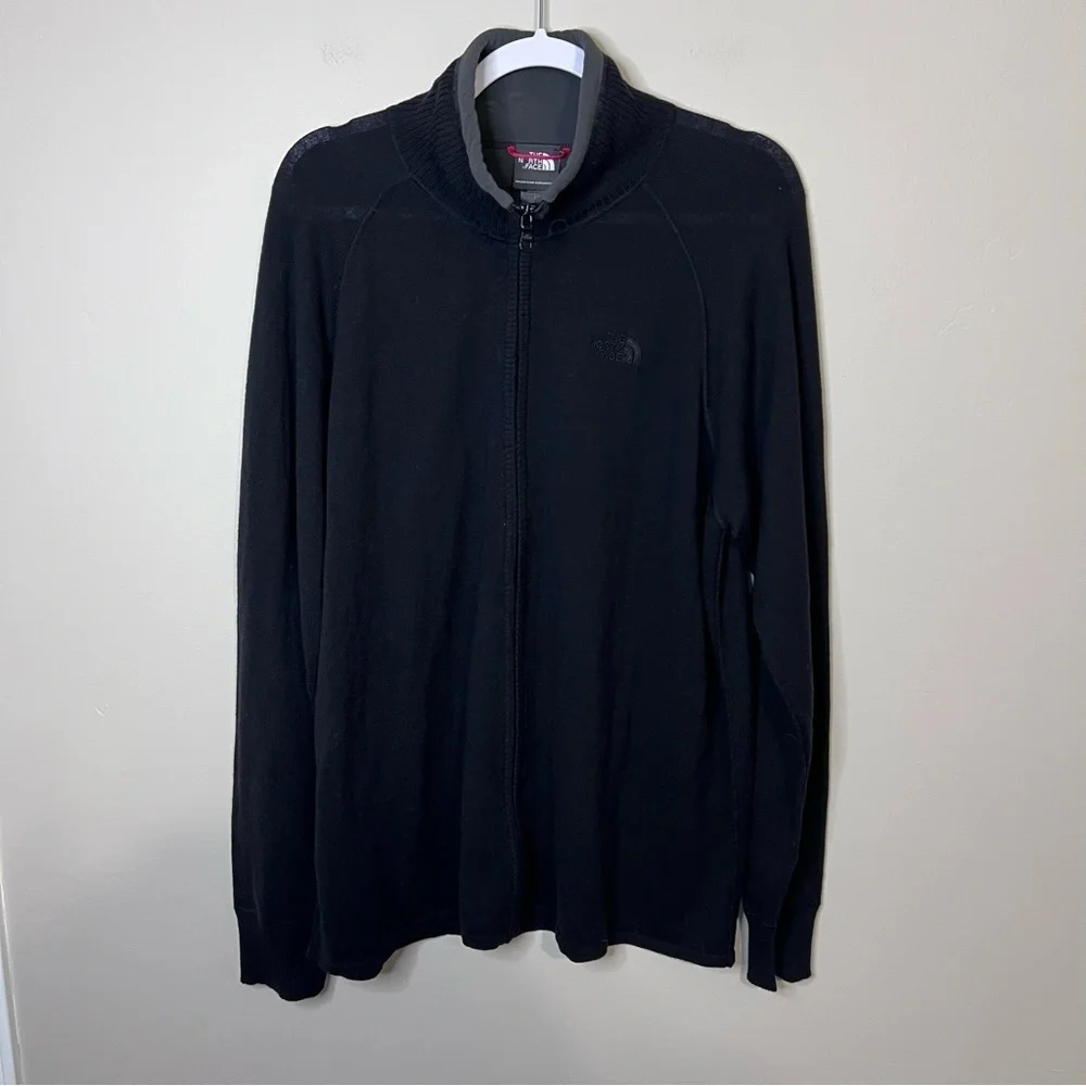 The North Face Men’s Black Wool Blend Full Zip Cardigan Sweater size large