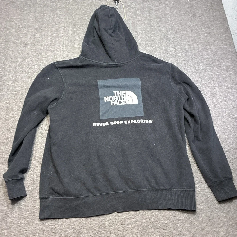 The North Face Hoodie Mens XL Black Sweatshirt GorpCore Spell‎ Out Drawstring