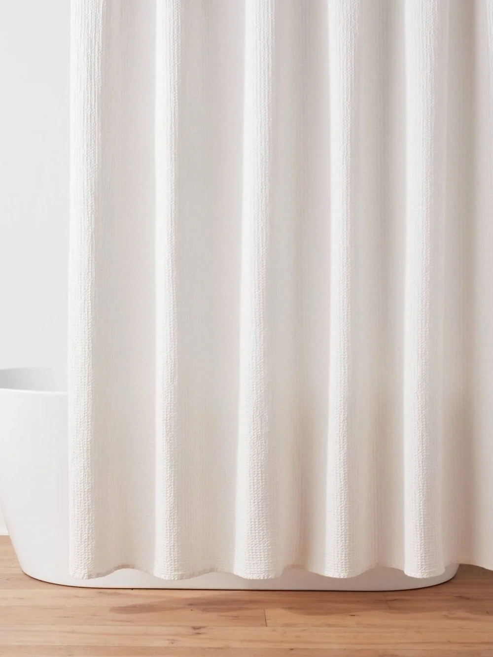 Threshold™ Woven Texture Shower Curtain White | 100% Cotton | EUC 72” x 72”