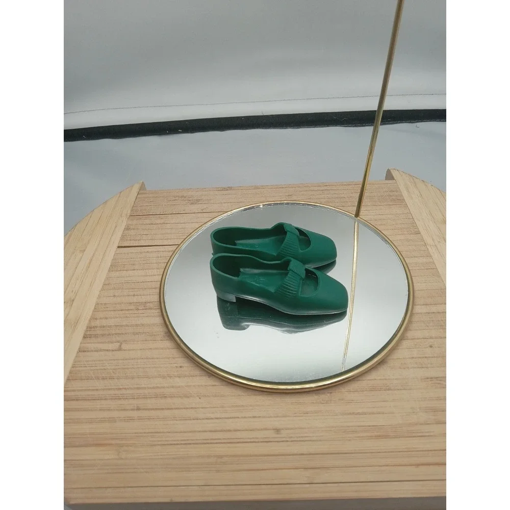 Vintage Ideal Crissy Family Dolls Original Hunter‎ Green Bow Flat Shoes