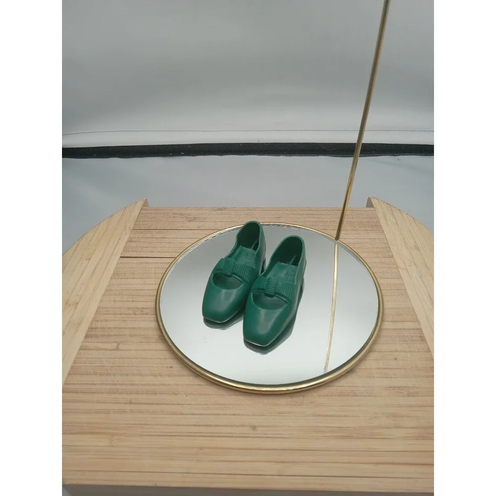 Vintage Ideal Crissy Family Dolls Original Hunter‎ Green Bow Flat Shoes