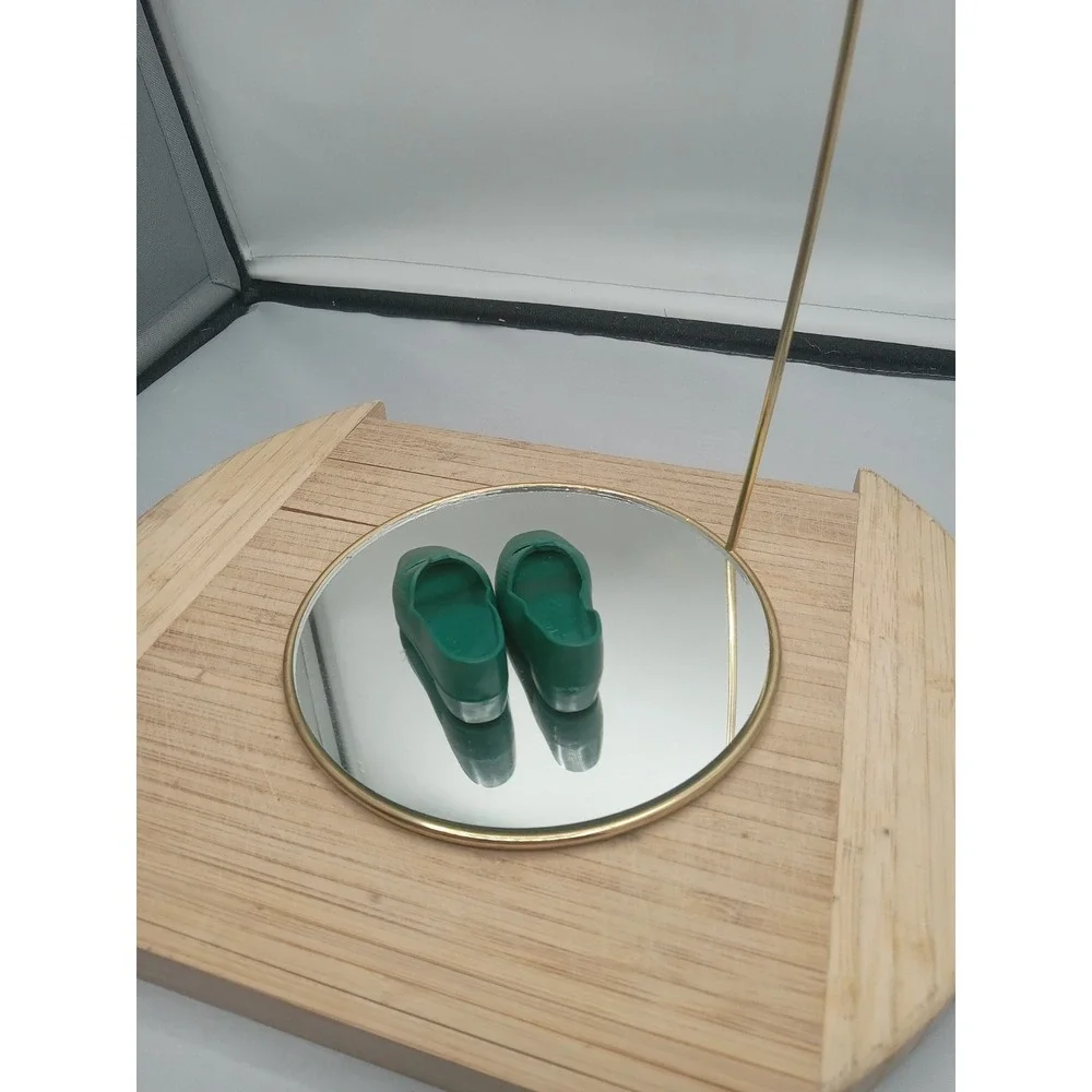 Vintage Ideal Crissy Family Dolls Original Hunter‎ Green Bow Flat Shoes