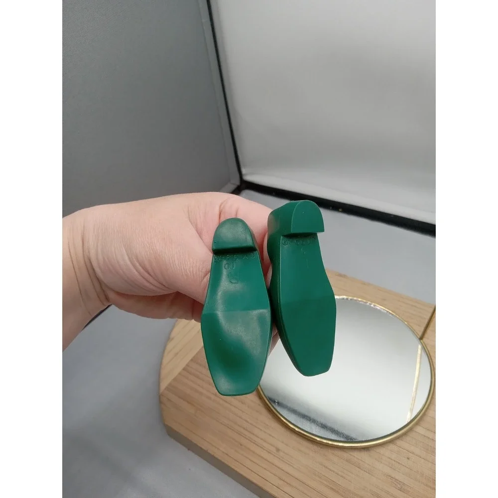 Vintage Ideal Crissy Family Dolls Original Hunter‎ Green Bow Flat Shoes