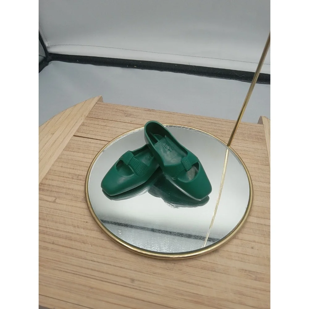 Vintage Ideal Crissy Family Dolls Original Hunter‎ Green Bow Flat Shoes