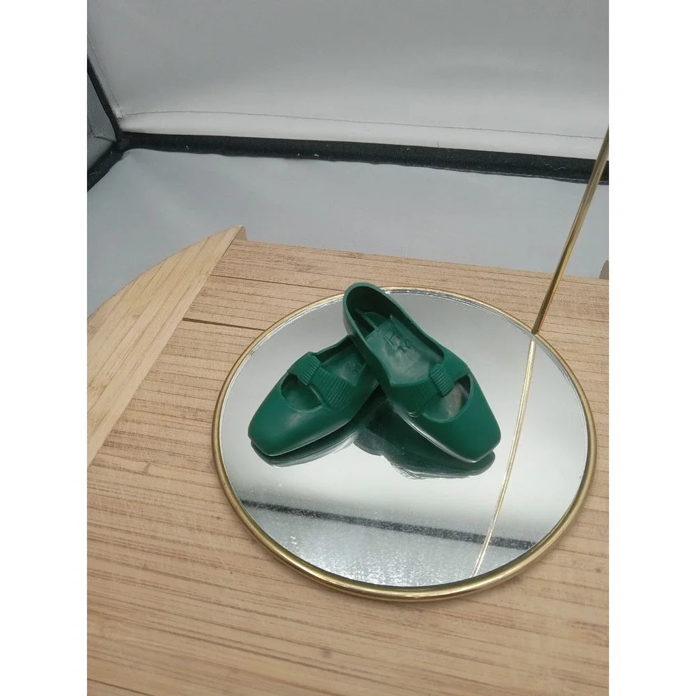 Vintage Ideal Crissy Family Dolls Original Hunter‎ Green Bow Flat Shoes