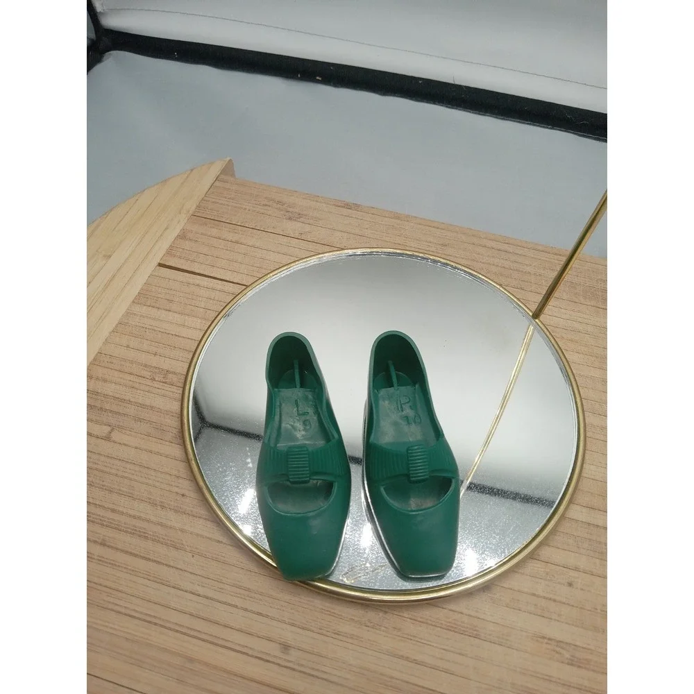 Vintage Ideal Crissy Family Dolls Original Hunter‎ Green Bow Flat Shoes