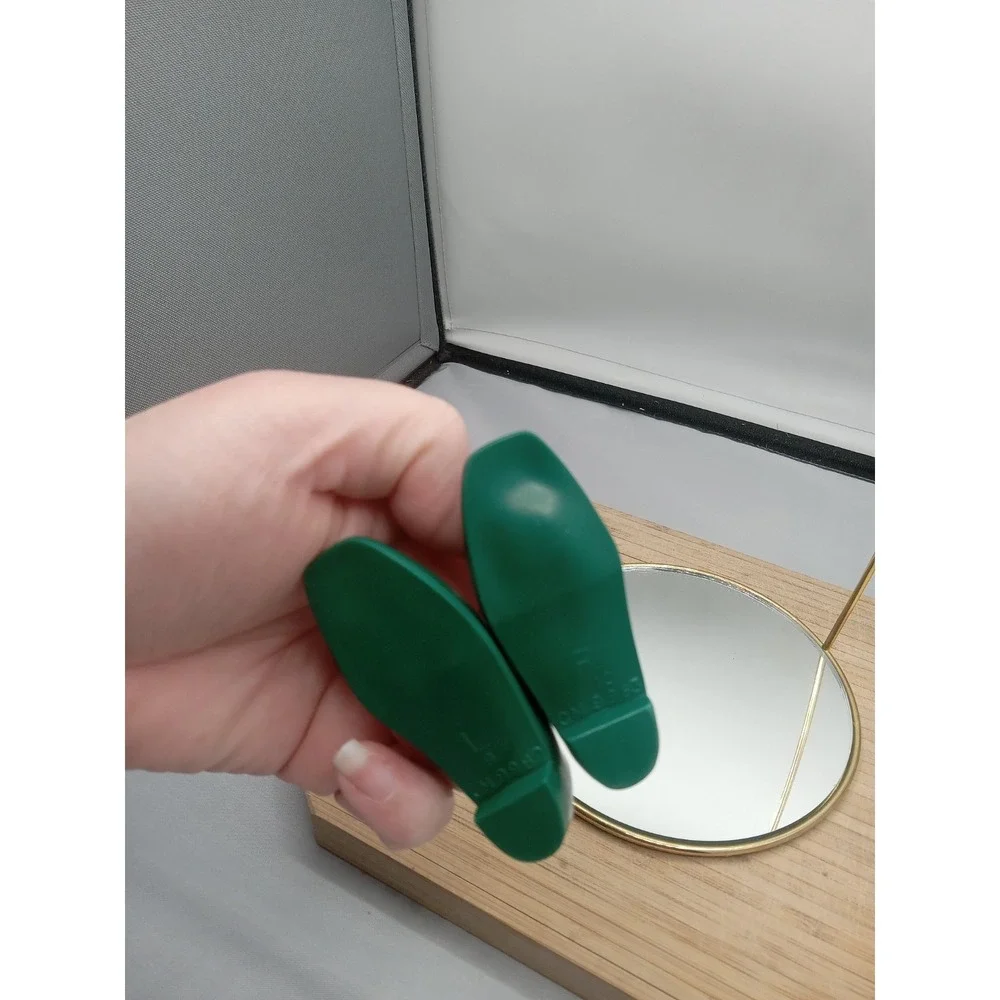 Vintage Ideal Crissy Family Dolls Original Hunter‎ Green Bow Flat Shoes
