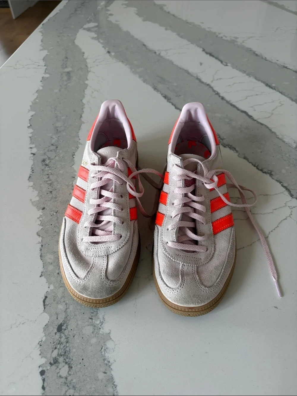 Pink and Coral Women's Adidas Spezial  Sneakers