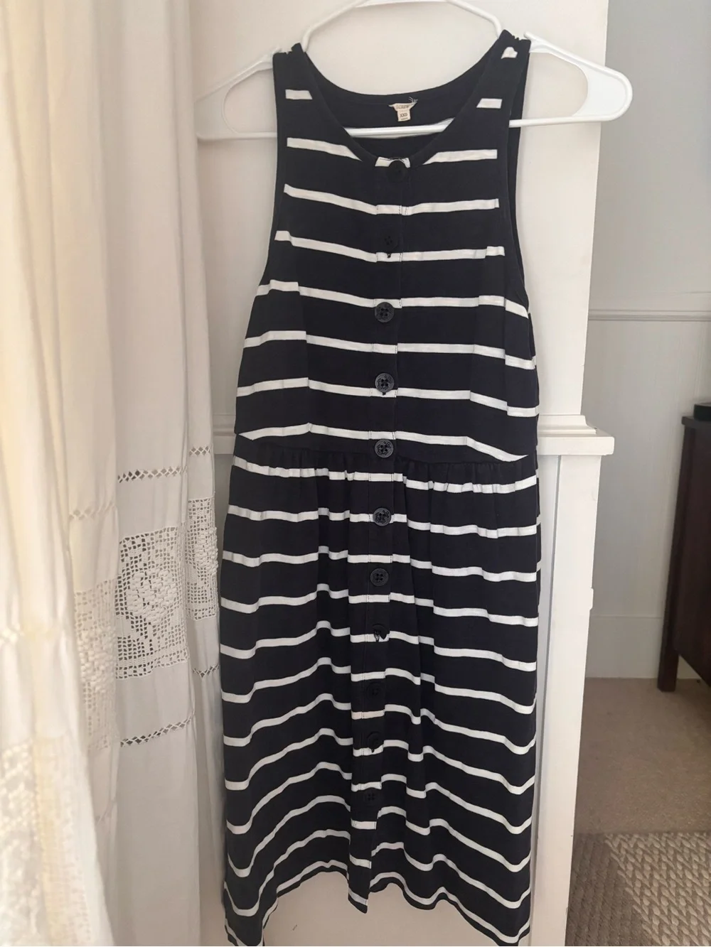 Jcrew navy and white striped dress