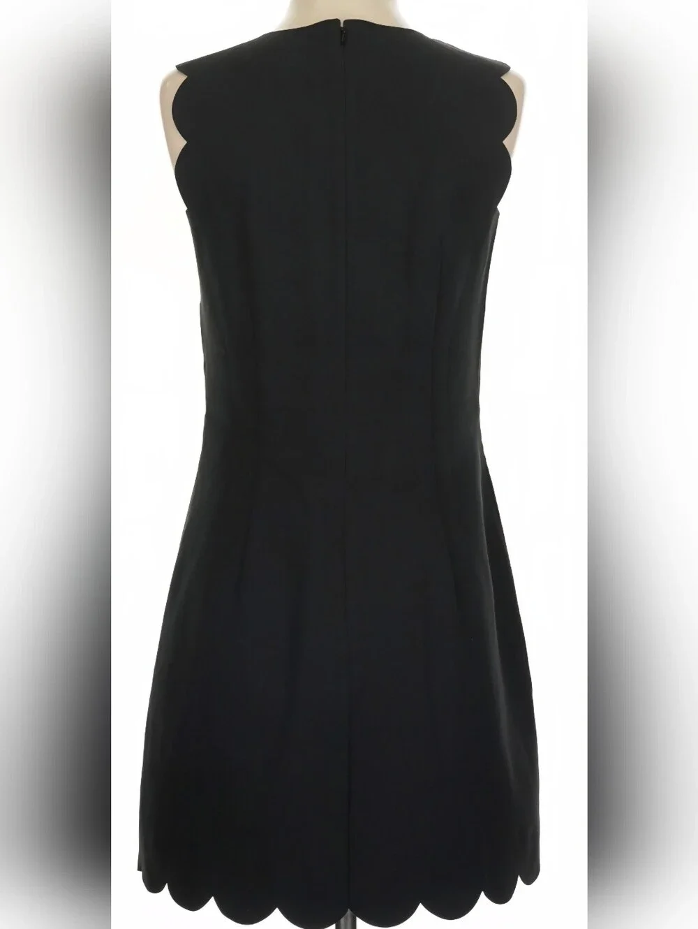 J.Crew Black Scalloped Shift Dress Sleeveless LBD‎ Career Size 6 NWOT