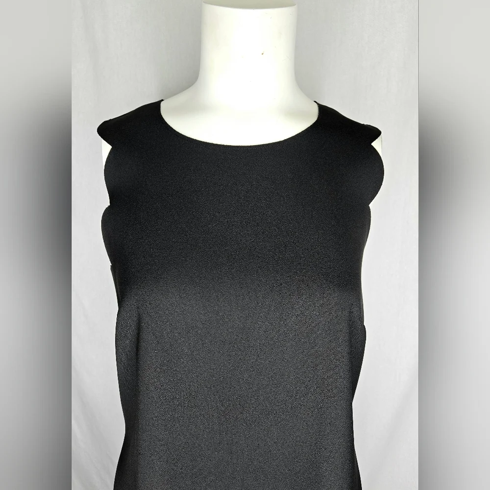 J.Crew Black Scalloped Shift Dress Sleeveless LBD‎ Career Size 6 NWOT