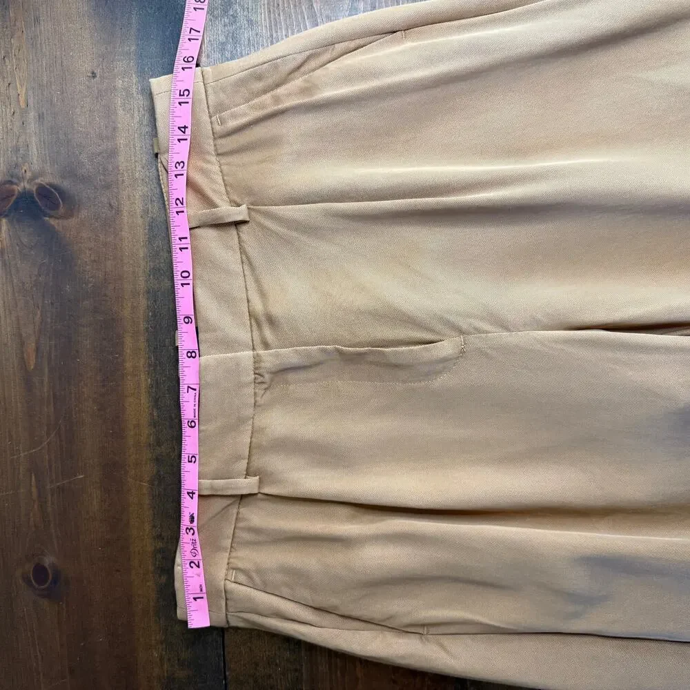 J. Crew Tan Brown Wide-leg pleated twill trouser pants Tencel Lyocell Women's 8