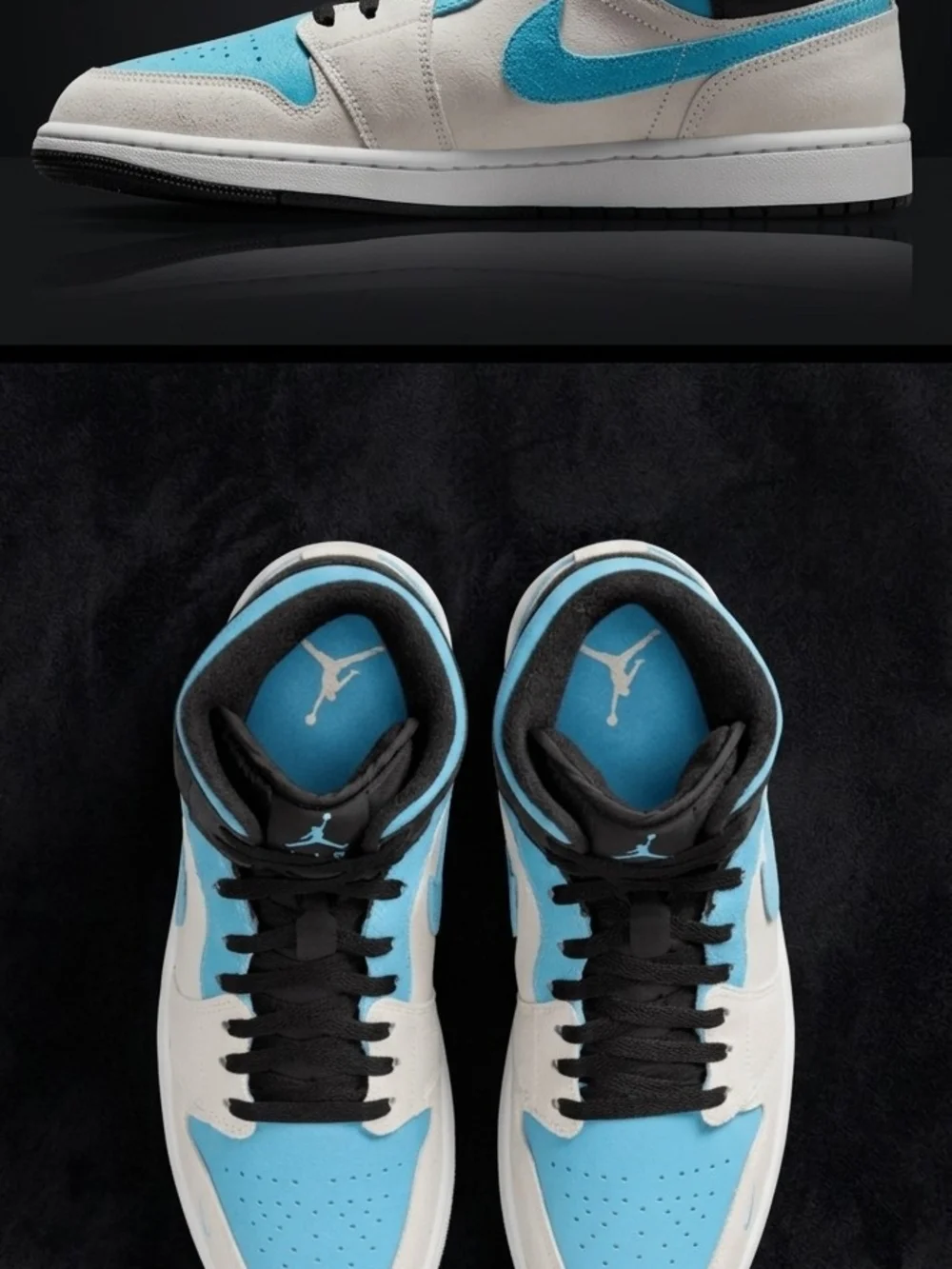 Jordan 1 Mid Men's Shoes - Cream/Blue/Black