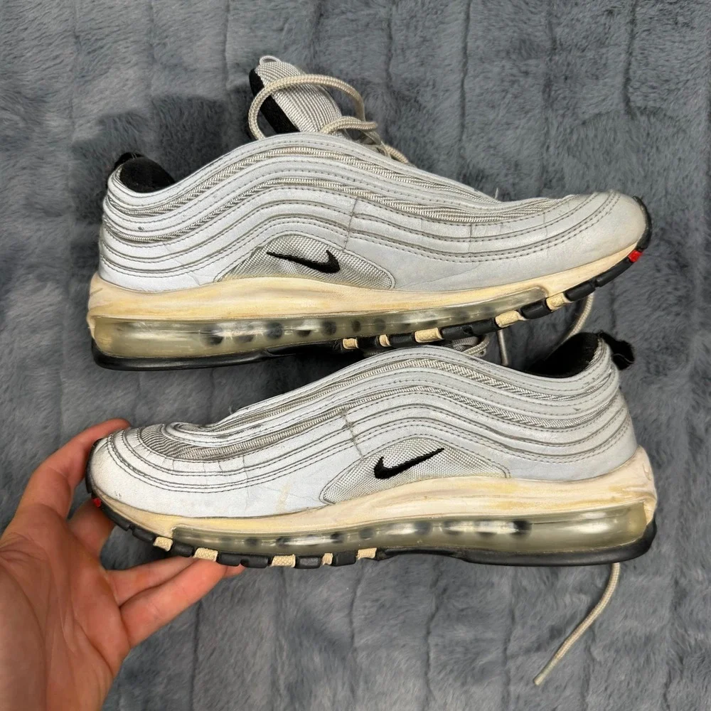 Nike Air Max 97 Silver Bullet Mens 8.5 Metallic Silver 312834-007 Retro Running