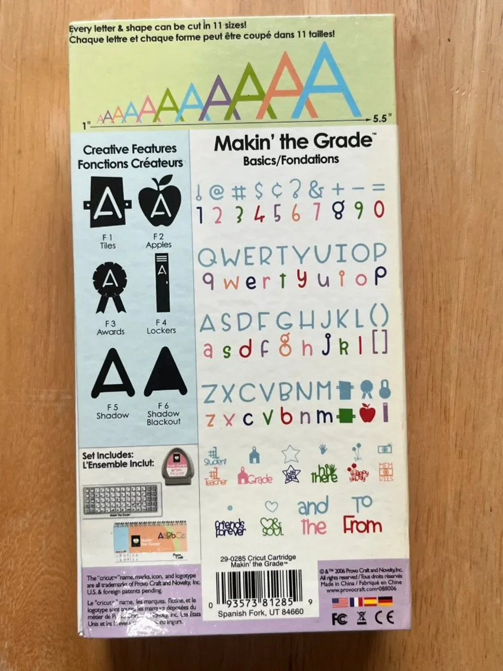 Cricut Cartridge Makin' The Grade Scrapbooking Fonts Classroom School Complete