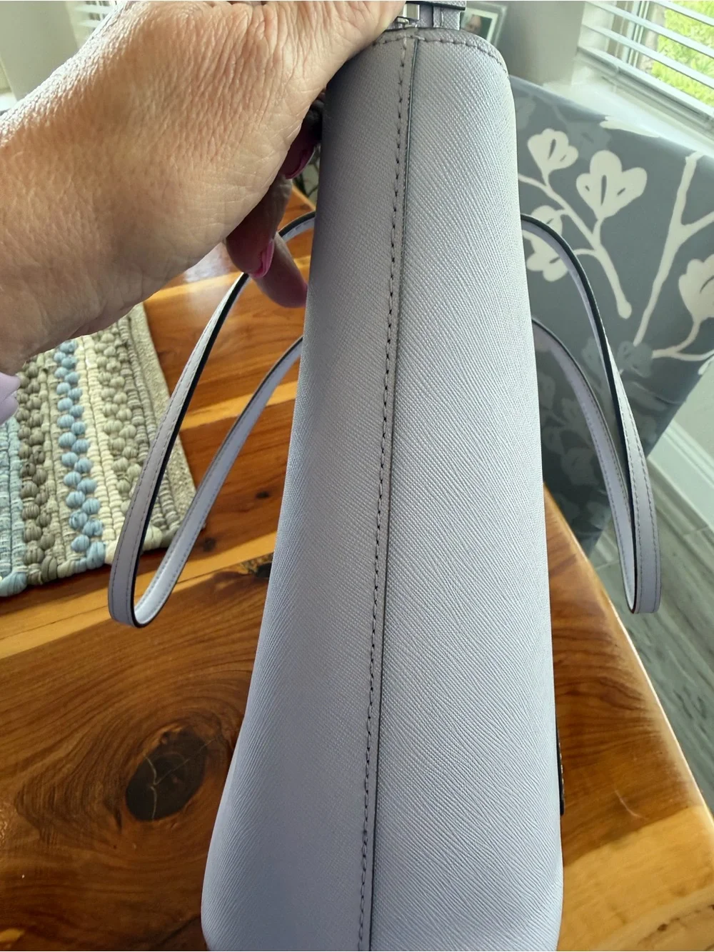 Tory Burch Lavender Saffiano Leather Tote with Removable Strap