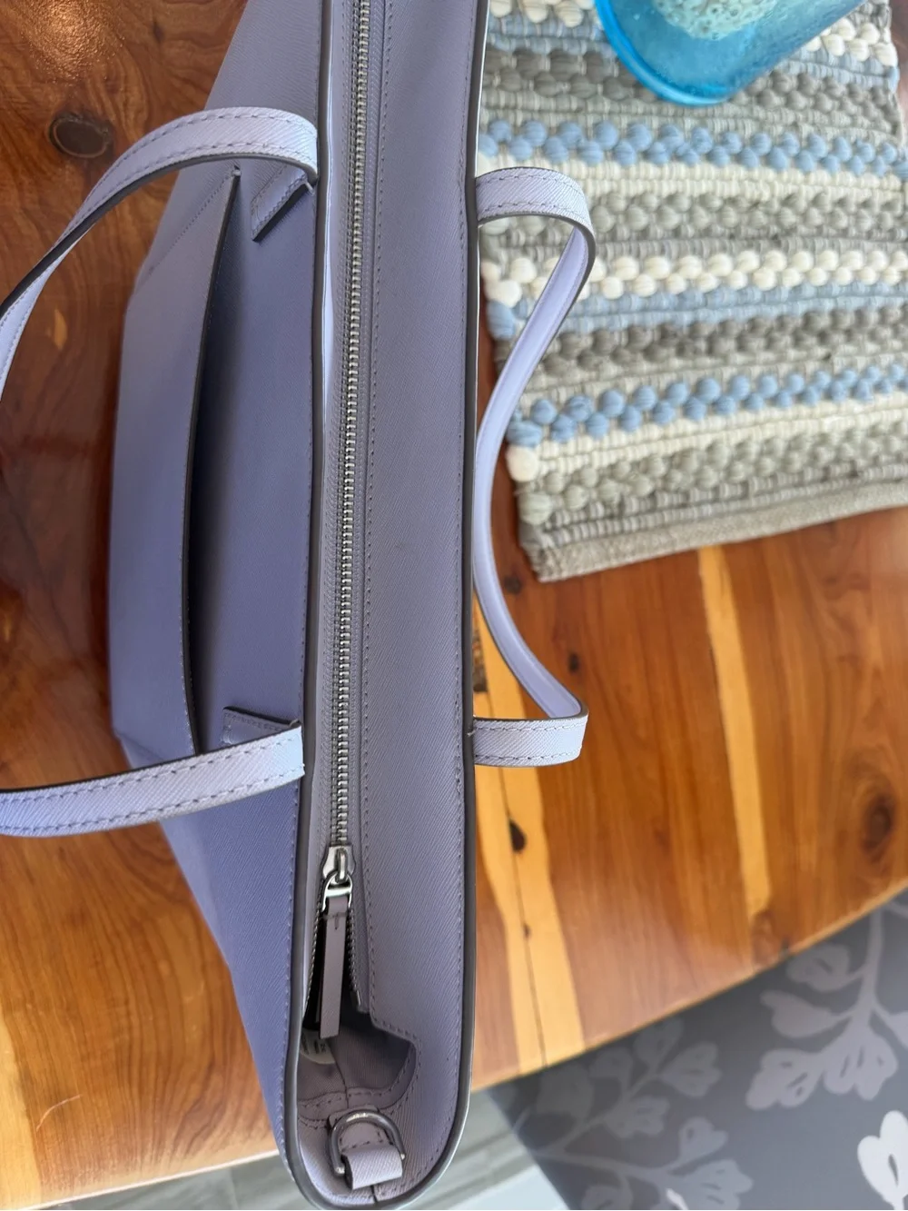 Tory Burch Lavender Saffiano Leather Tote with Removable Strap
