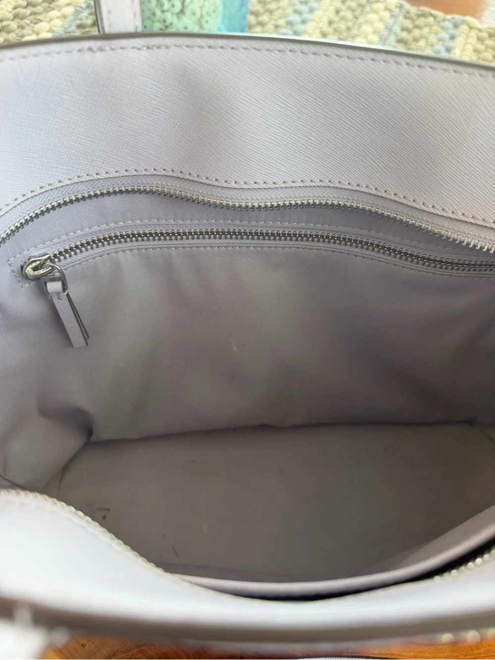Tory Burch Lavender Saffiano Leather Tote with Removable Strap