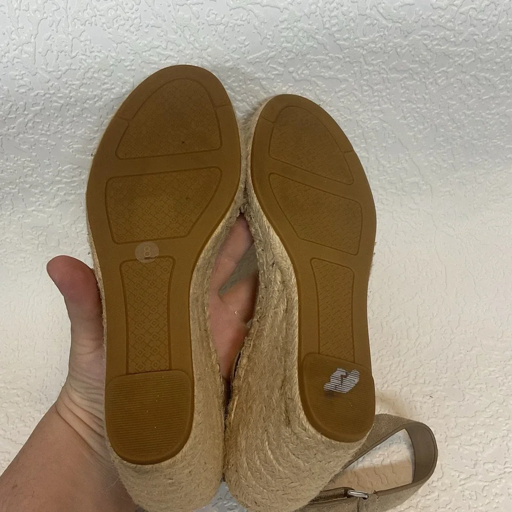 Tory Burch Leather Bima Tan‎ Wedge Espadrille Ankle Strap Sandals 8 Worn Twice