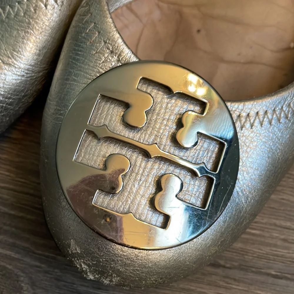 Tory Burch silver flats