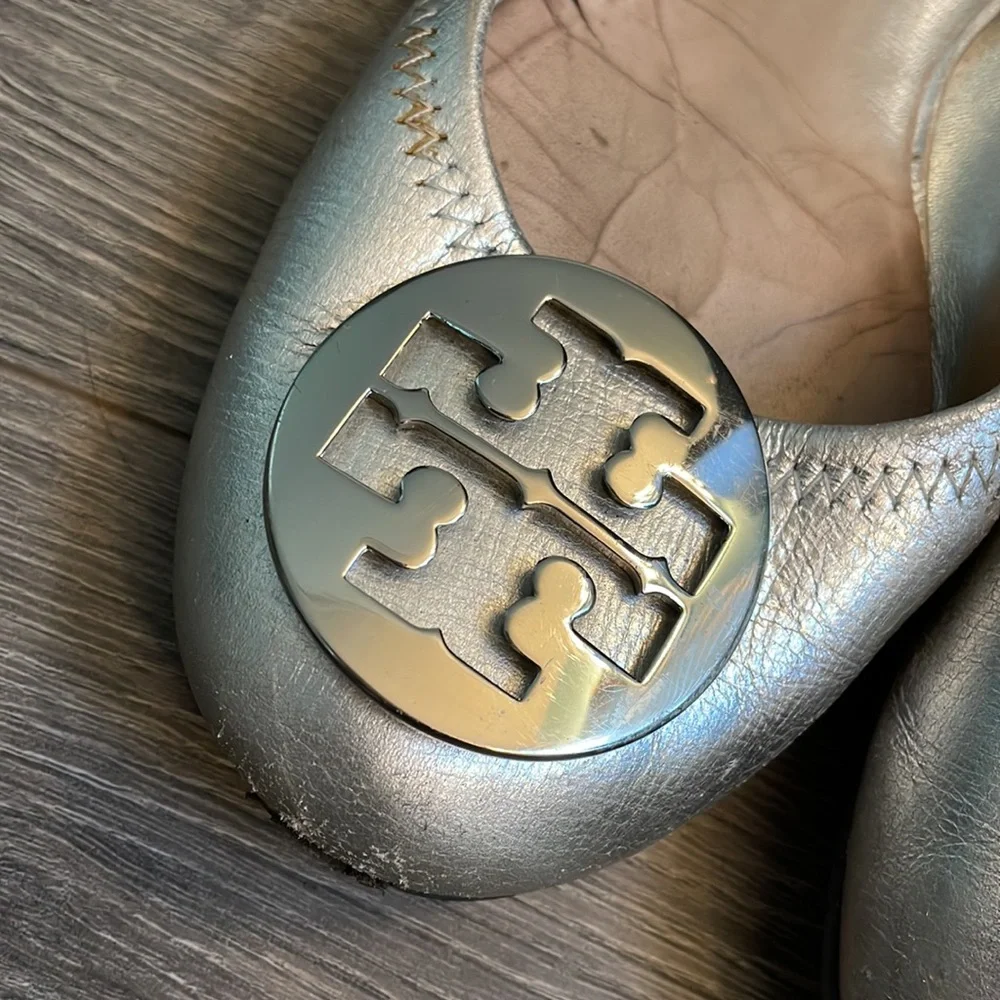 Tory Burch silver flats