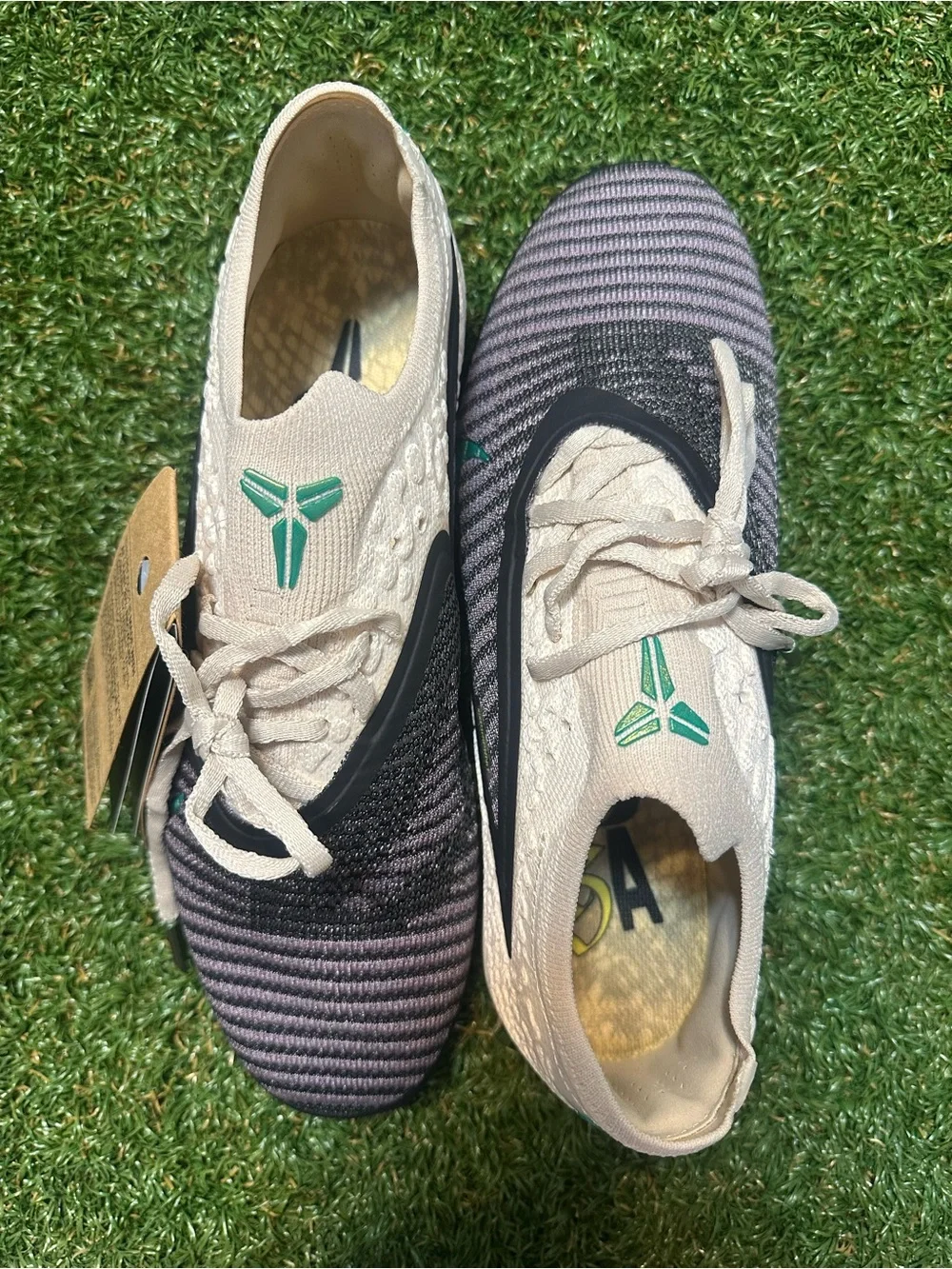 Nike Phantom Low Elite FG Soccer Cleats - Cream & Black with Green Swoosh
