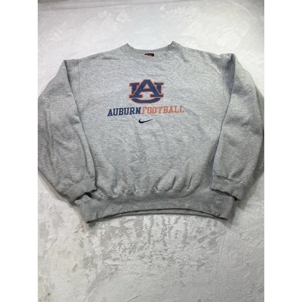 Vintage Y2K Nike Auburn Tigers Football Sweatshirt Mens M Gray Swoosh 90s NCAA