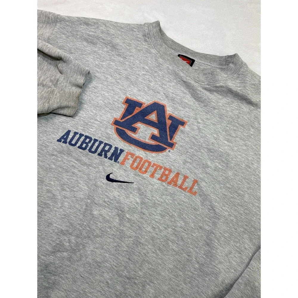 Vintage Y2K Nike Auburn Tigers Football Sweatshirt Mens M Gray Swoosh 90s NCAA