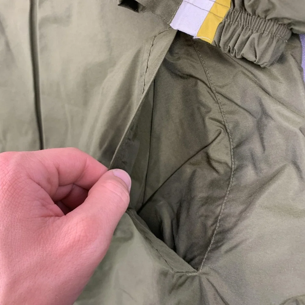 VTG Nike Jacket Mens XL Green Yellow Swoosh Lined Full Zip Windbreaker 90s Nylon