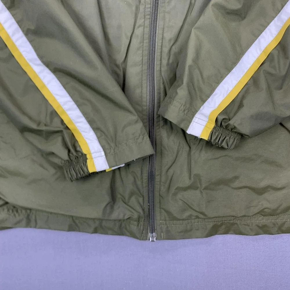 VTG Nike Jacket Mens XL Green Yellow Swoosh Lined Full Zip Windbreaker 90s Nylon