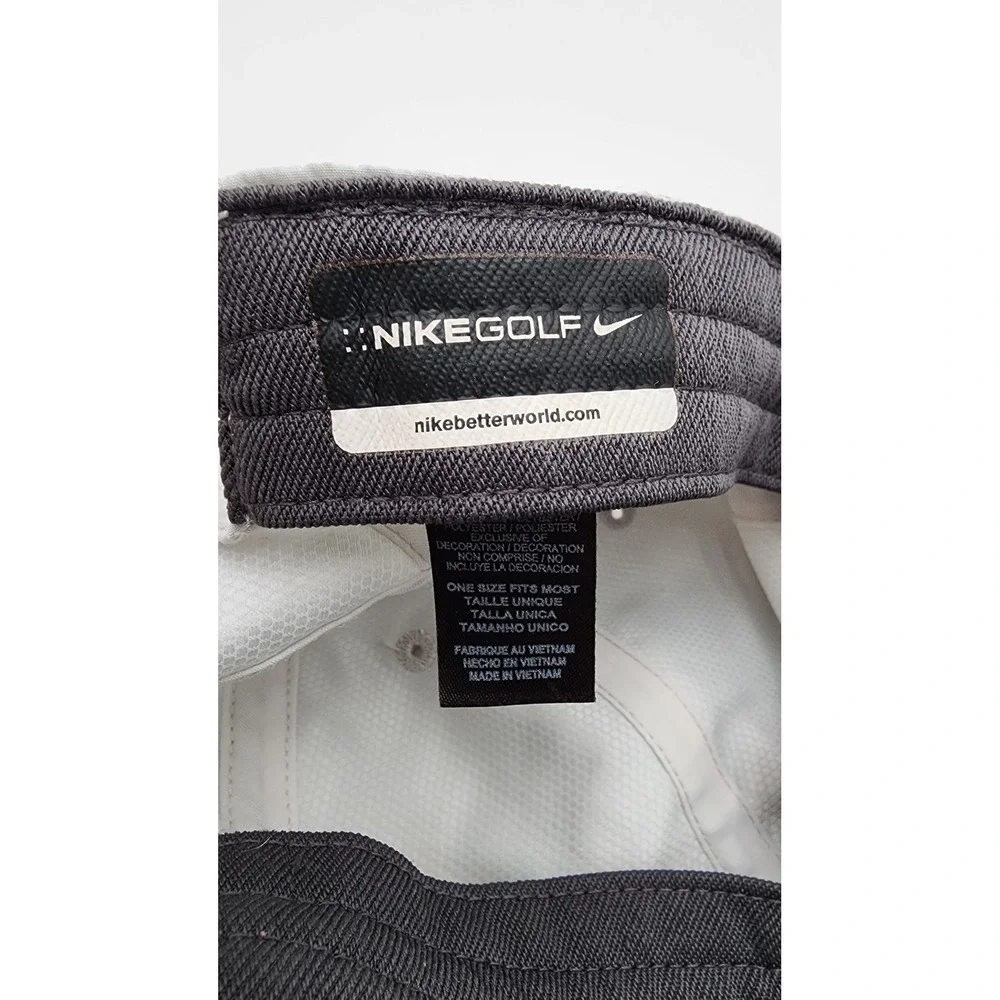 Nike Golf Featherlight Light Gray Cap Snapback Embroidered Swoosh Orange EXC