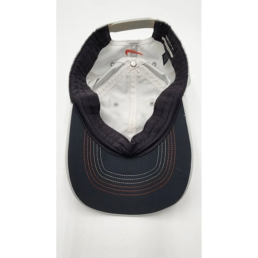 Nike Golf Featherlight Light Gray Cap Snapback Embroidered Swoosh Orange EXC
