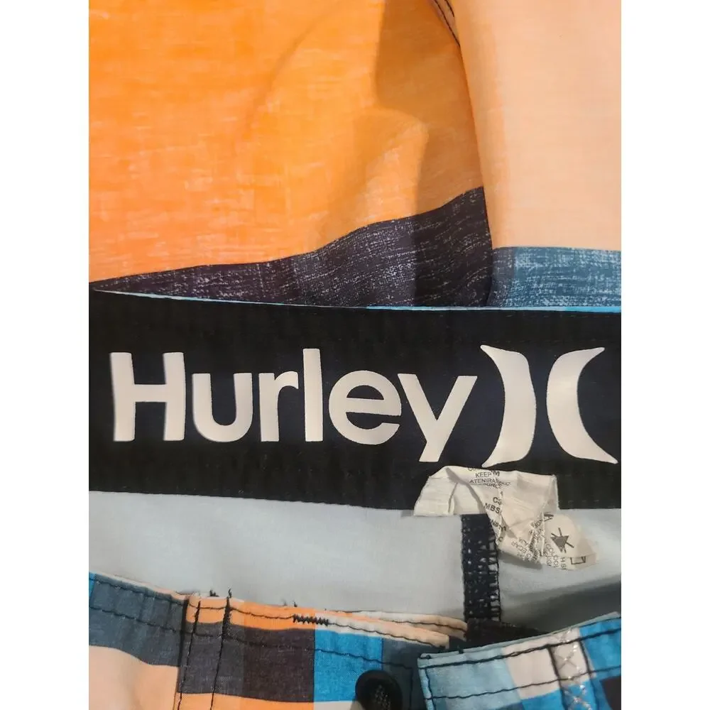 Hurley size 34 men's striped swimming trunks