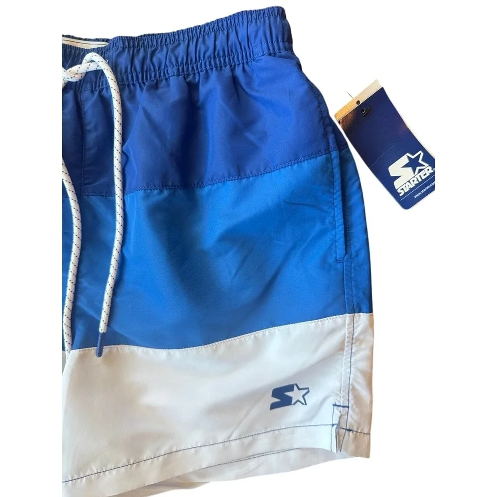 Starter Swim Trunks Mens Small Royal Blue Colorblock Board Shorts NWT