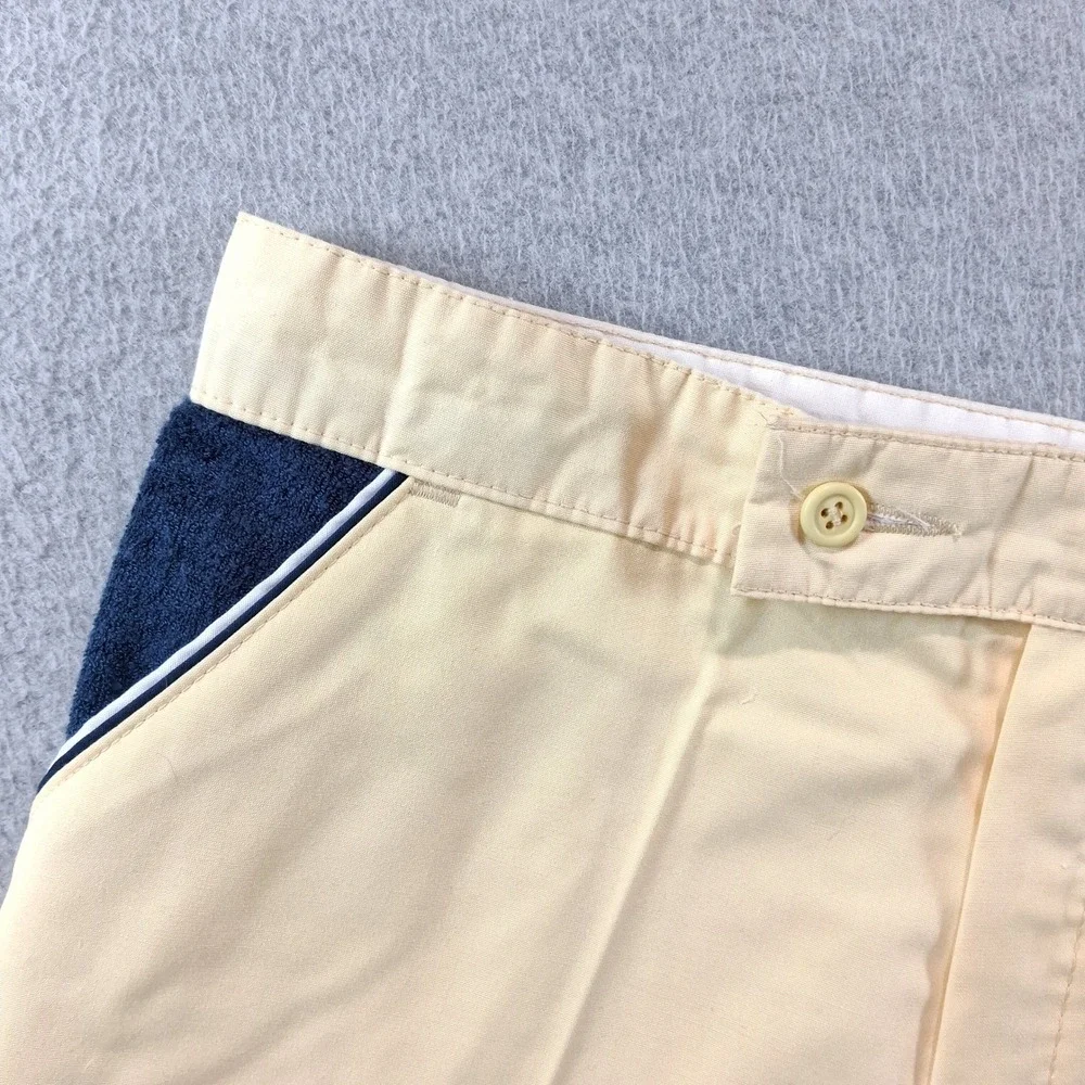 Jantzen Swim Trunks Mens 34 Yellow Vintage 70s 80s Terry Cloth Trim Short Shorts