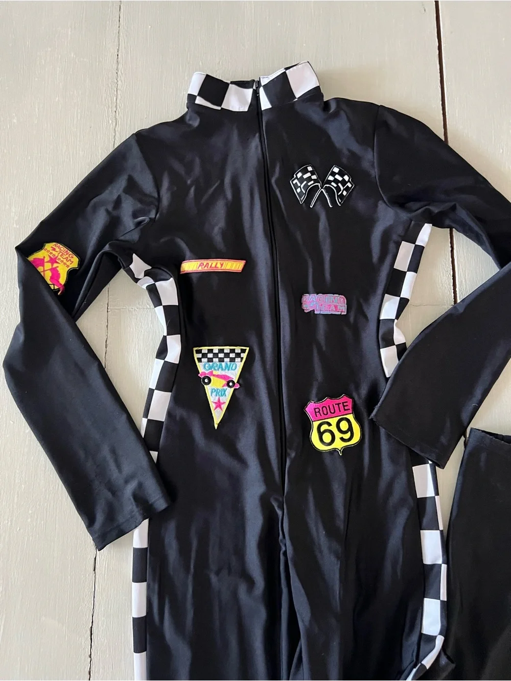 Racing Driver Costume Jumpsuit – Black & White Checkered – Route 69 🏁 and