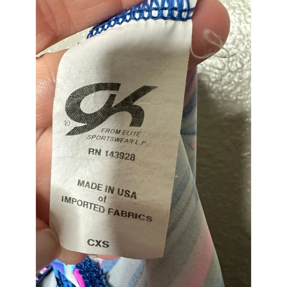 GK Girls Gymnastics Leotard Stars Print Blue Pink Black XS