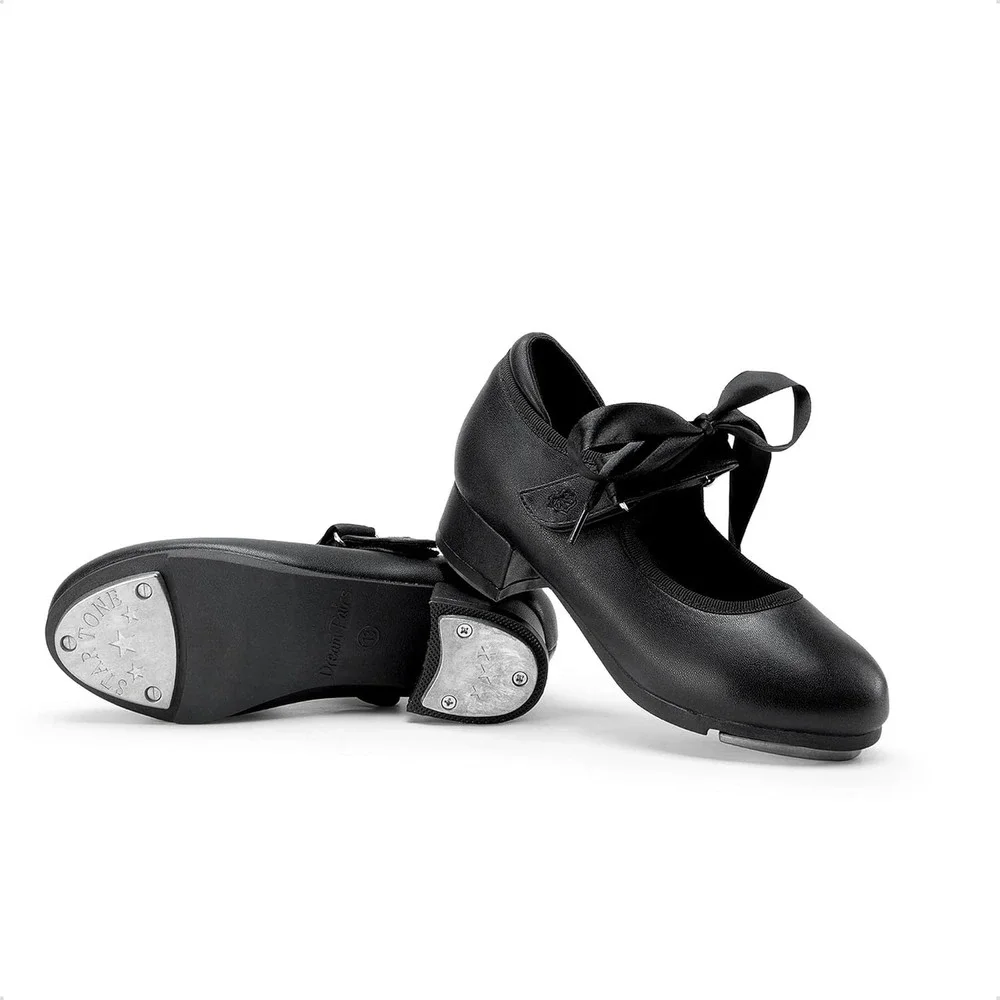 Dream Pairs Tap Shoes Size 1 Black Mary Jane Ribbon Dance Star Tone Excellent