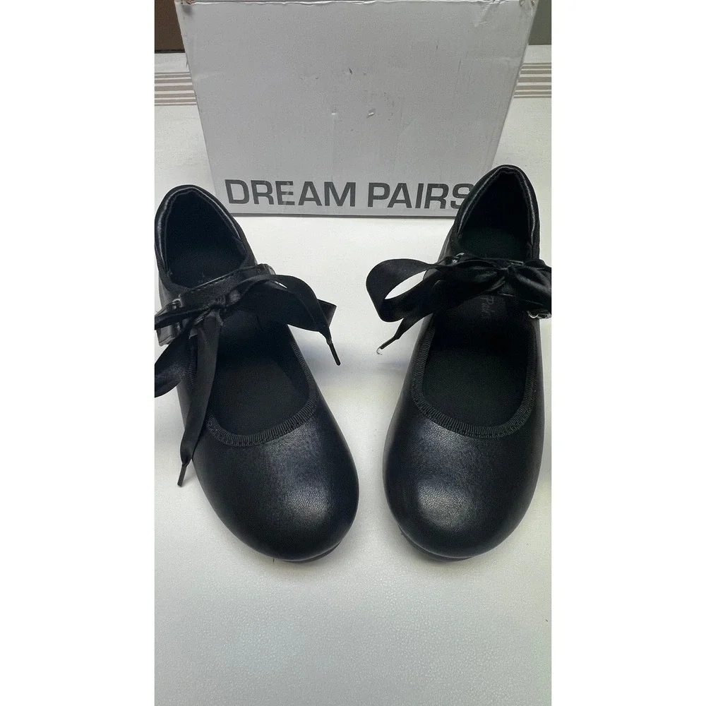 Dream Pairs Tap Shoes Size 1 Black Mary Jane Ribbon Dance Star Tone Excellent