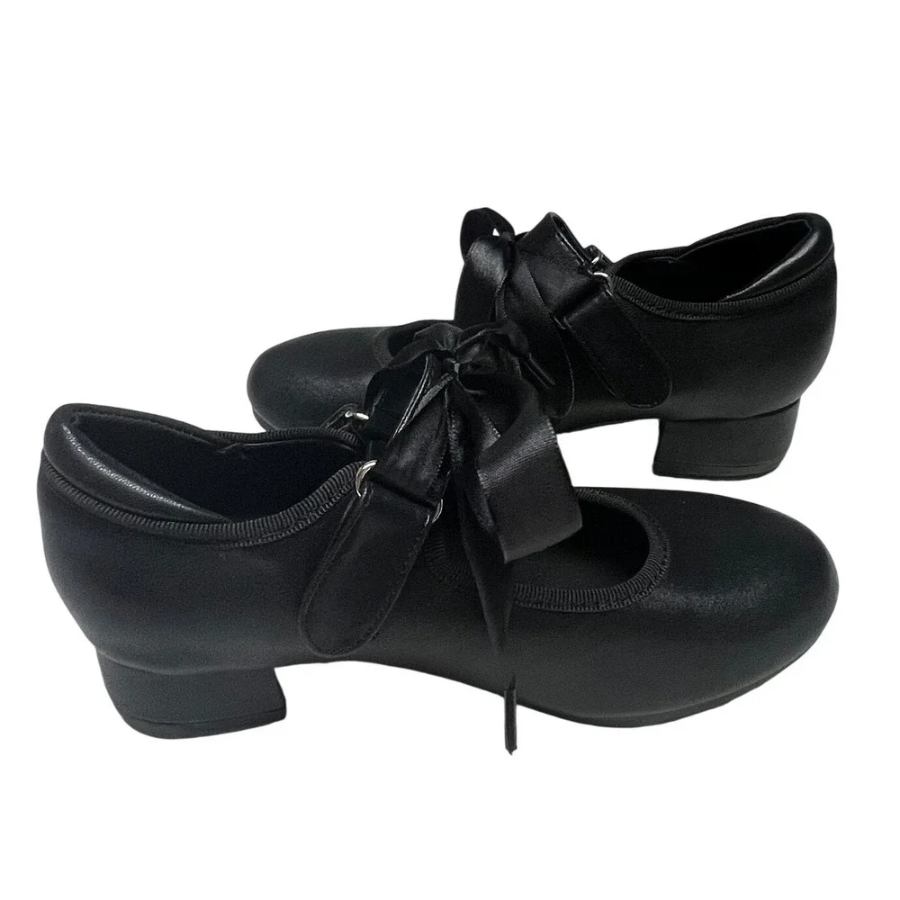 Dream Pairs Tap Shoes Size 1 Black Mary Jane Ribbon Dance Star Tone Excellent