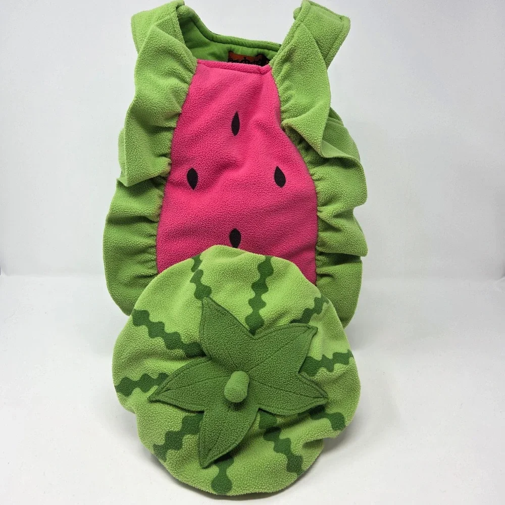 Baby Watermelon Costume 12-18 Months Plush Stuffed Bodysuit Hat Halloween Fruit