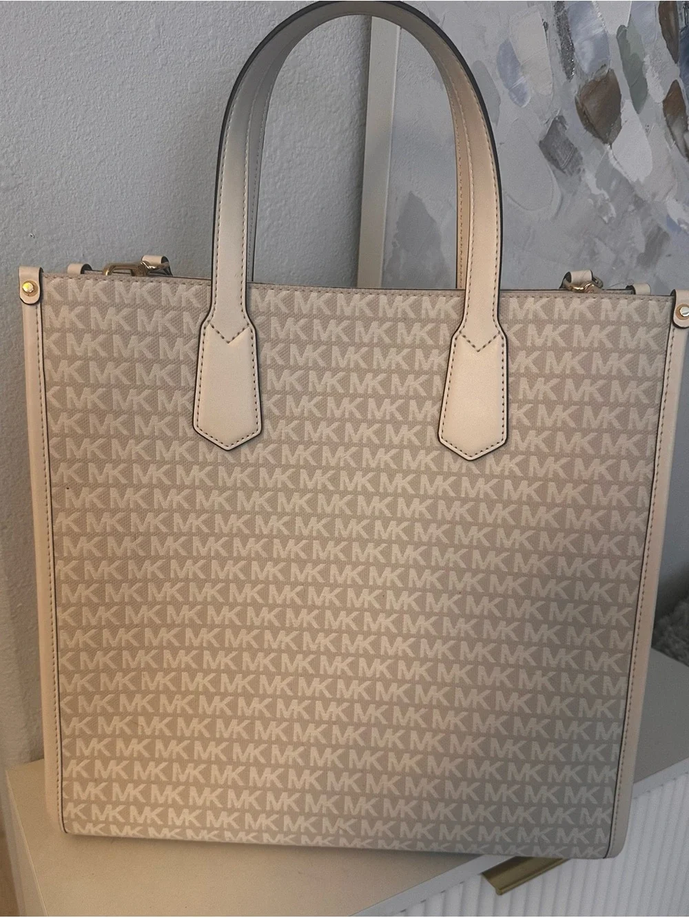 Michael Kors Beige Logo Tote with Branded Strap