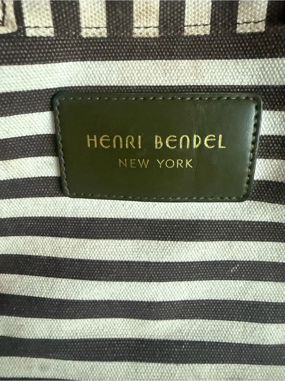 henri bendel Black and White Striped Canvas Tote