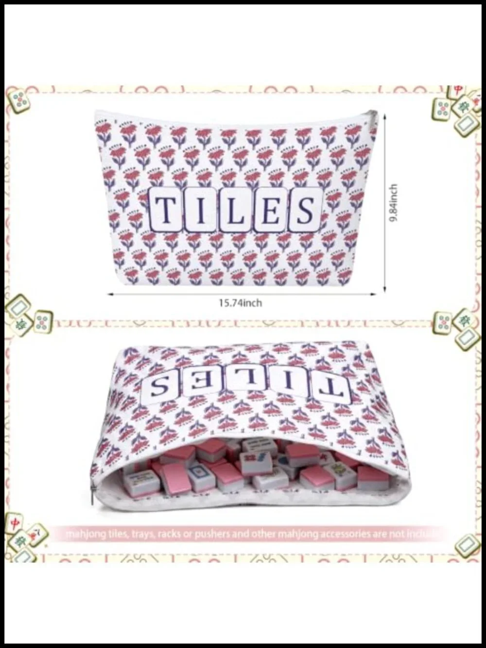 3-Piece Mahjong Storage Set - Canvas Tote, Tile Bag, Drawstring Sleeve